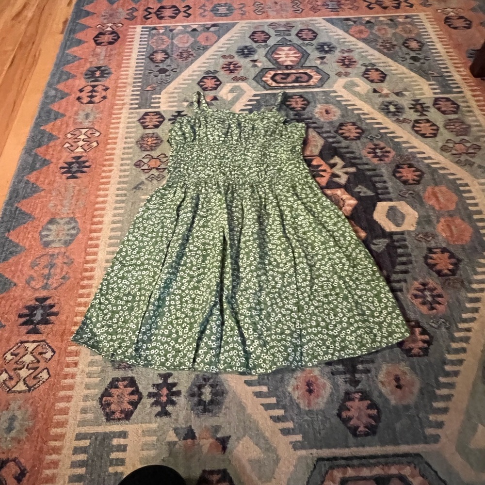 green flowered sundress